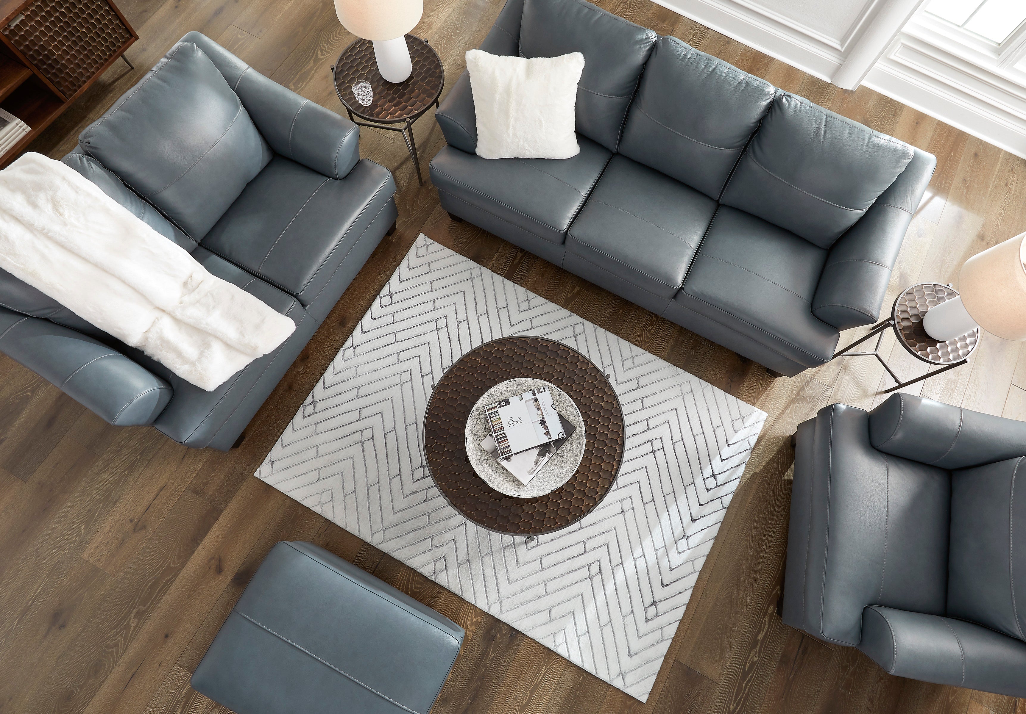 Genoa Steel Leather Living Room Set