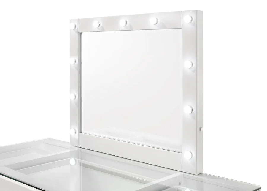 Avery White Makeup Vanity Set with Lighted Mirror