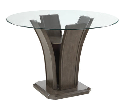 Camelia Gray Round Glass-Top Counter Height Dining Set