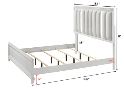 Cressida White King Upholstered LED Panel Bed