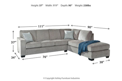 Altari Alloy 2-Piece RAF Chaise Sectional