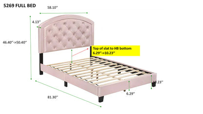 Gaby Pink Full Upholstered Platform Bed