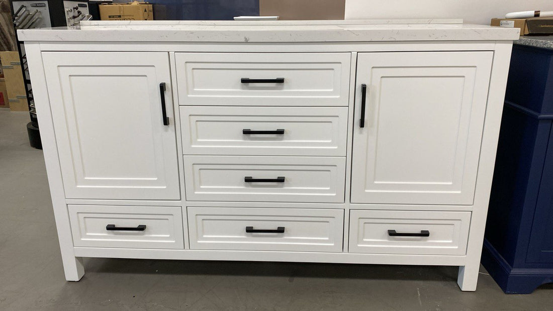 60&quot; Vanity with Carrara Artificial Marble Top and Sinks