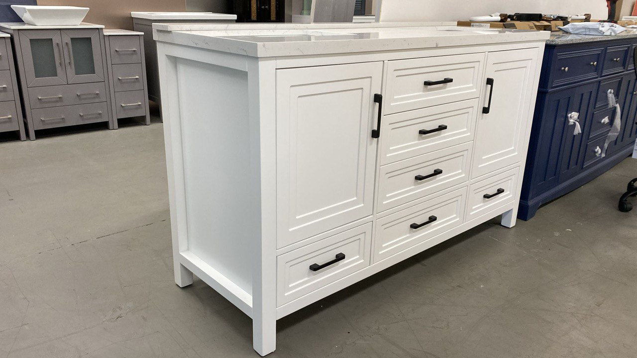 60&quot; Vanity with Carrara Artificial Marble Top and Sinks