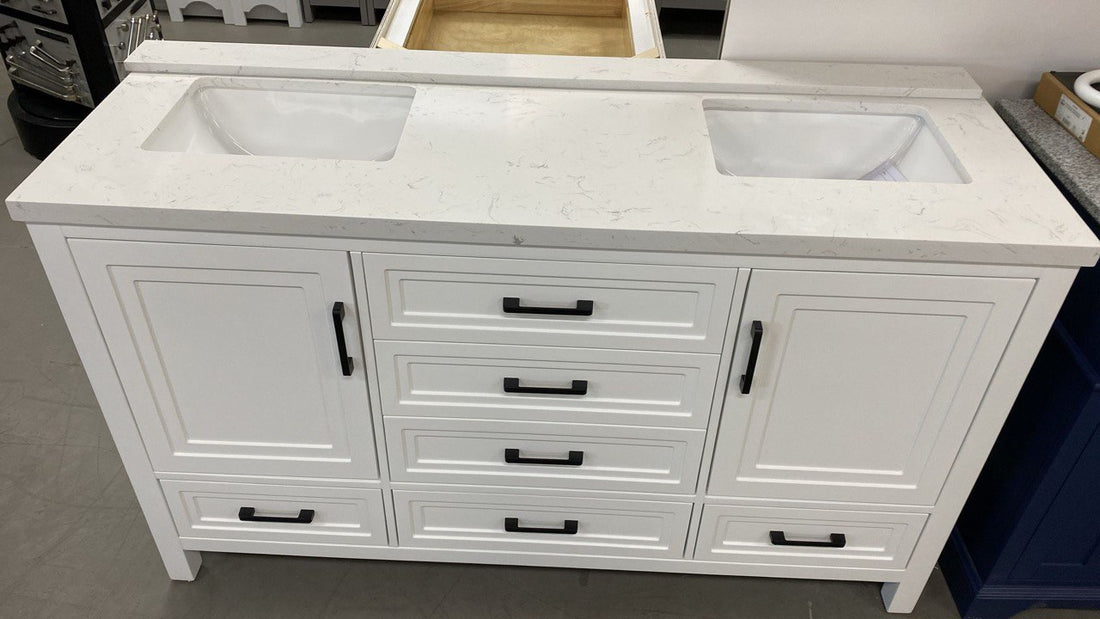 60&quot; Vanity with Carrara Artificial Marble Top and Sinks