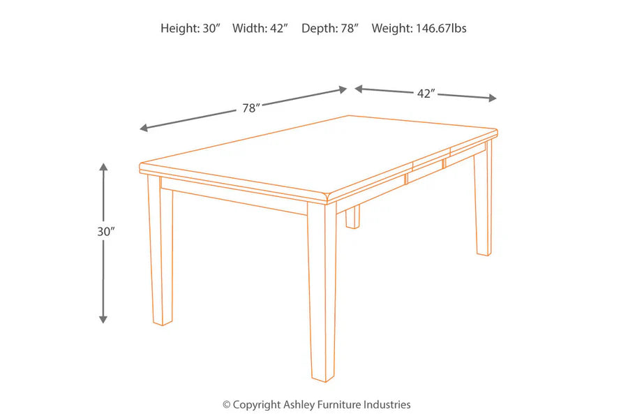 Ralene Medium Brown Dining Extension Table only