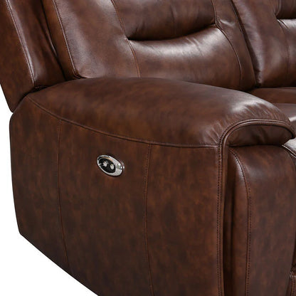 Rosewood Leather/power reclining set 3 pcs