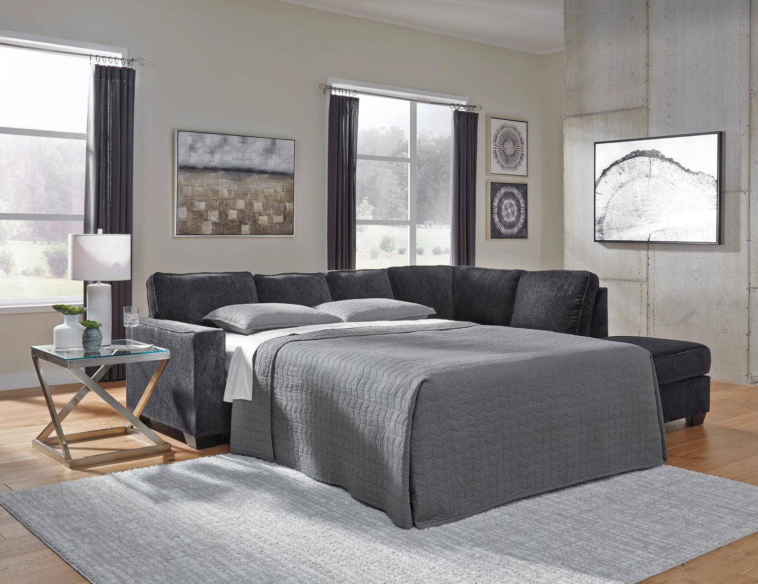 Altari Slate 2-Piece Chaise Sleeper Sectional