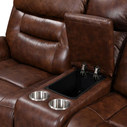 Rosewood Leather/power reclining set 3 pcs