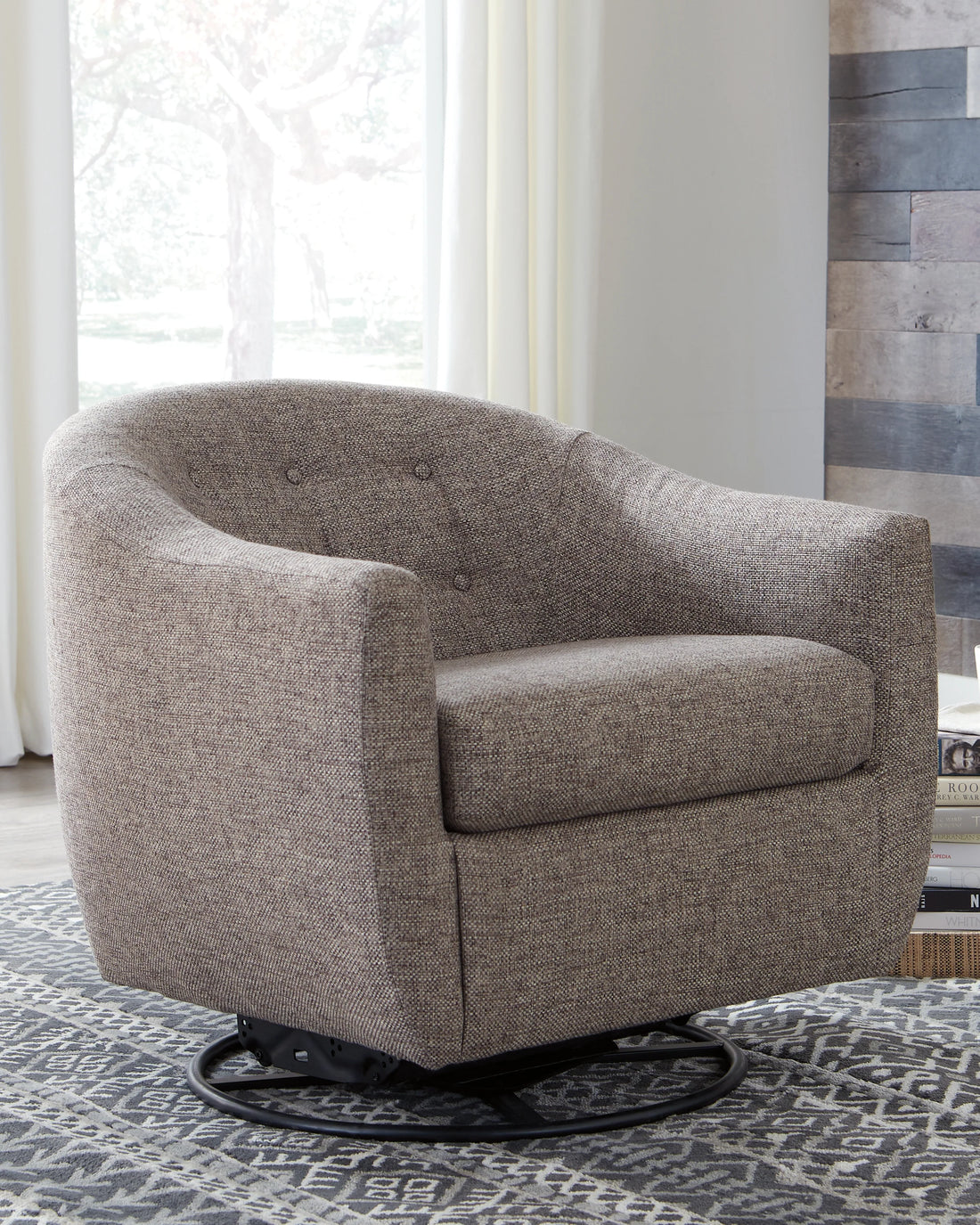 Upshur Taupe Swivel Accent Chair