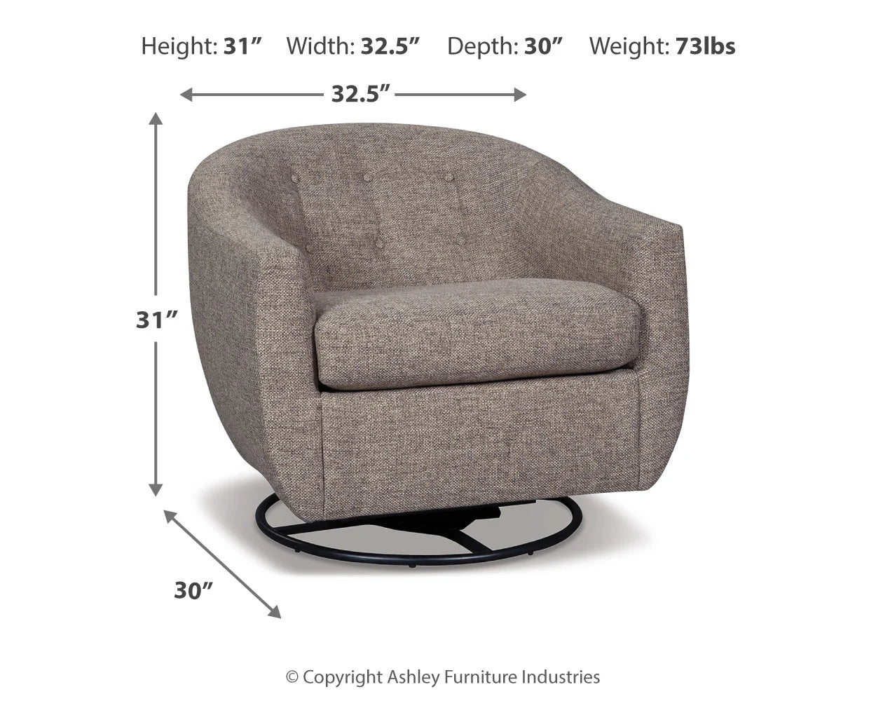 Upshur Taupe Swivel Accent Chair