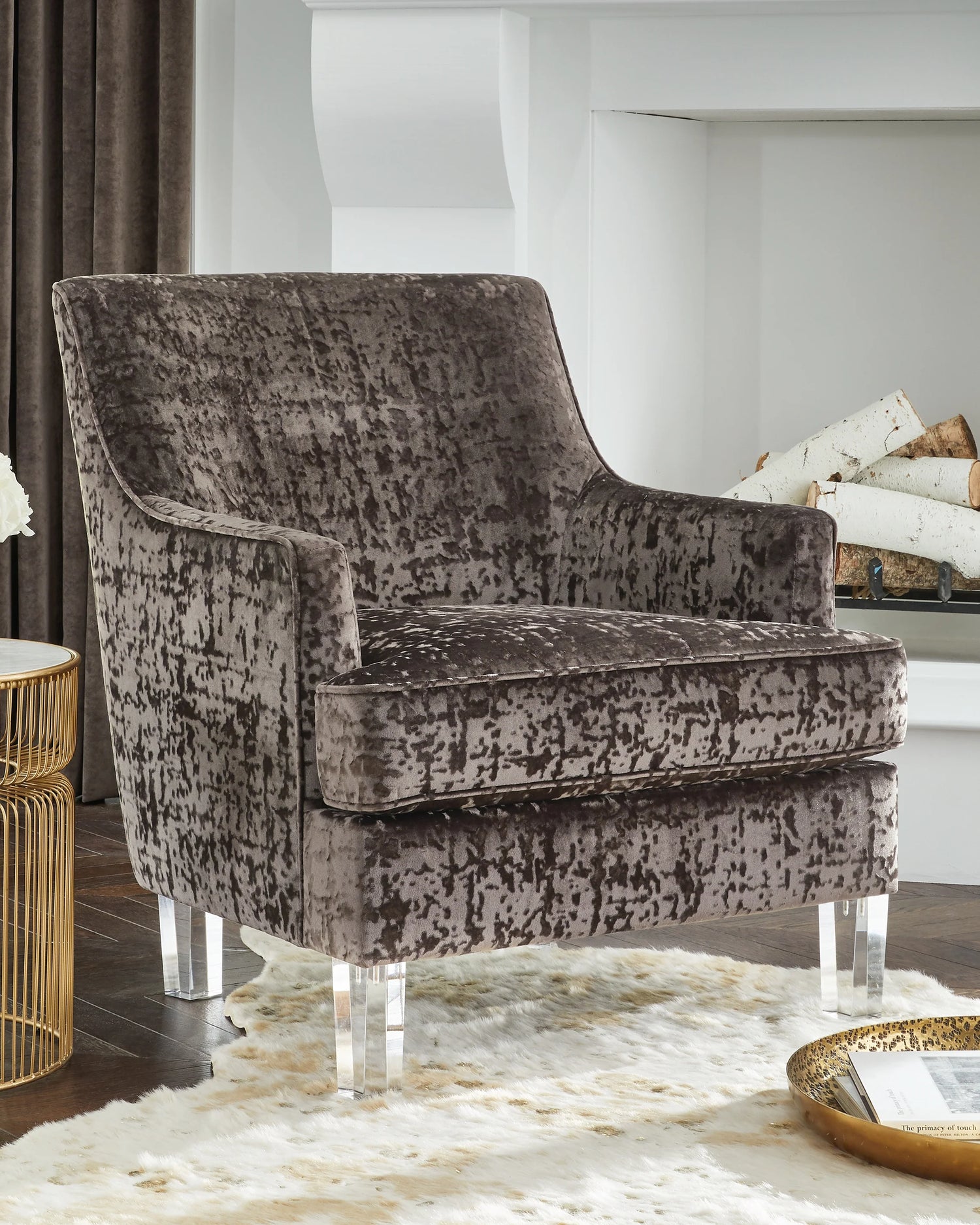 Gloriann Charcoal Velvet Accent Chair