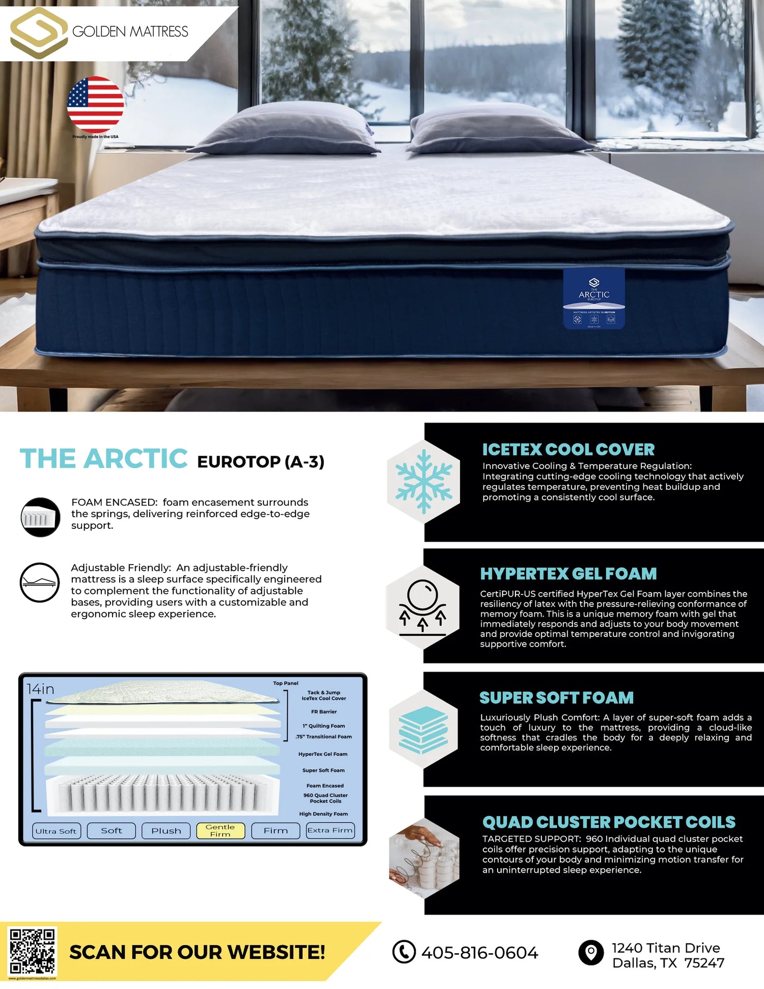 ARCTIC EURO TOP A3 MATTRESS - 10YR WARRANTY