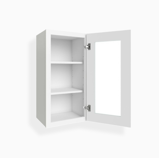 White Shaker 30″ H Single Door Wall Cabinet with Glass Door