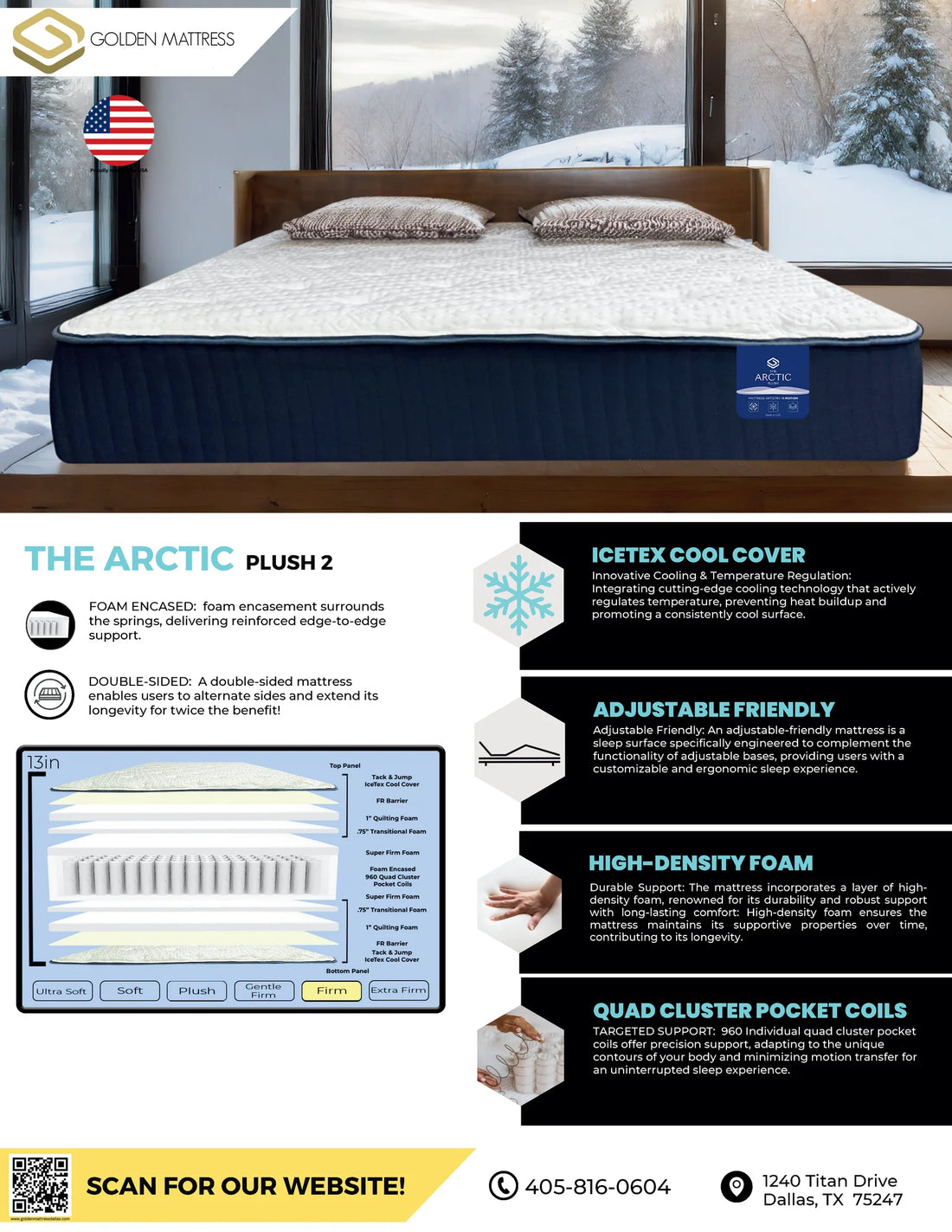 ARCTIC DOUBLE SIDED PLUSH A2 MATTRESS - 10YR WARRANTY