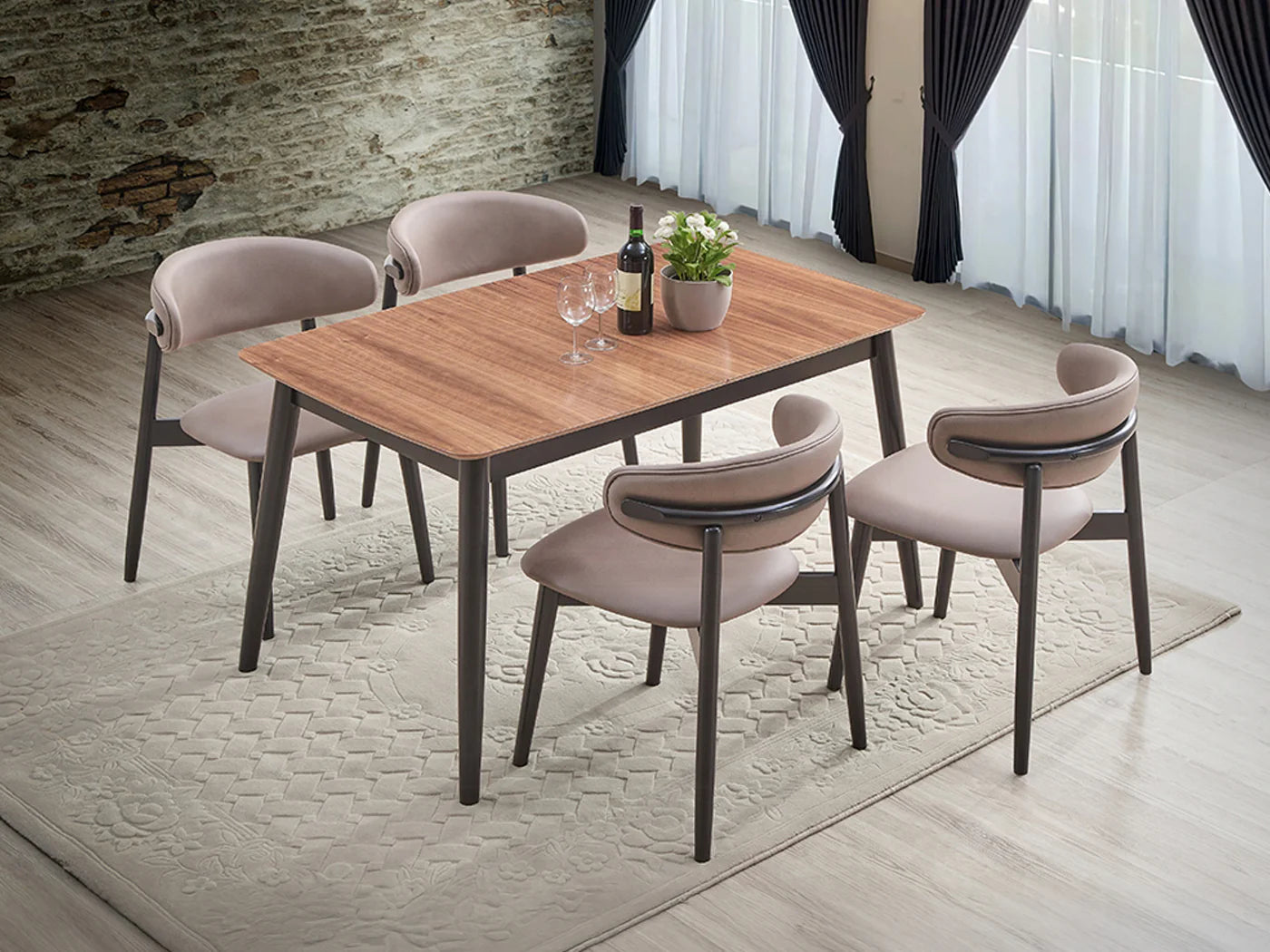Juego de comedor Dary negro/marrón de altura de mostrador