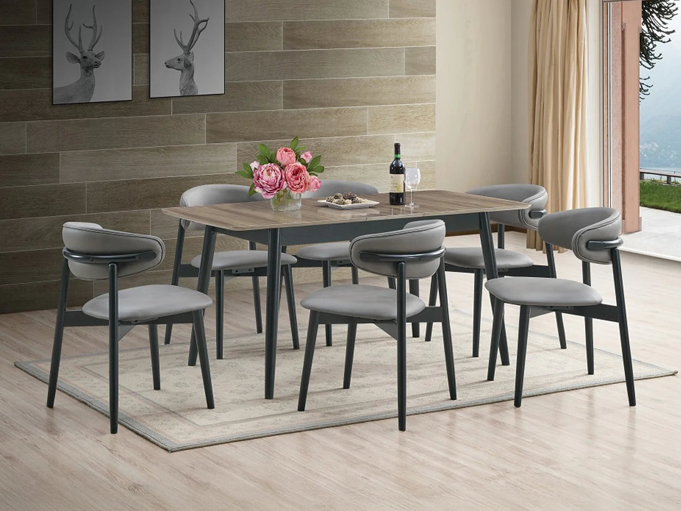 Juego de comedor Dary negro/marrón de altura de mostrador