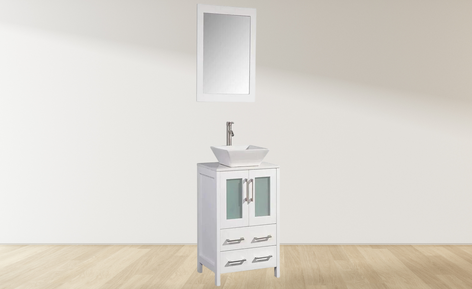 24 in. Single Sink Bathroom Vanity Combo Set in White