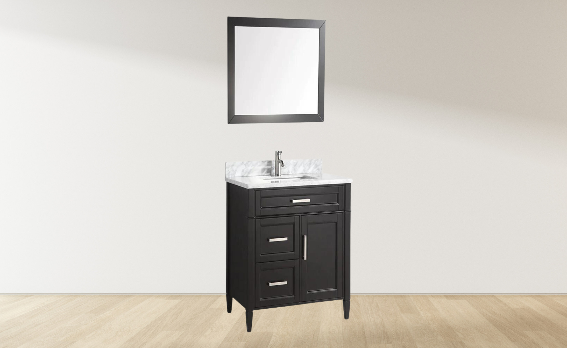 36 in. Single Sink Bathroom Vanity Set in Espresso,Carrara Marble Stone Top