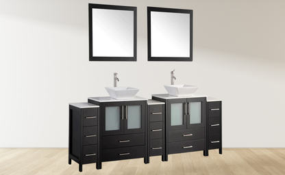 96 in. Double Sink Bathroom Vanity Combo Set in Espresso - Decohub Home