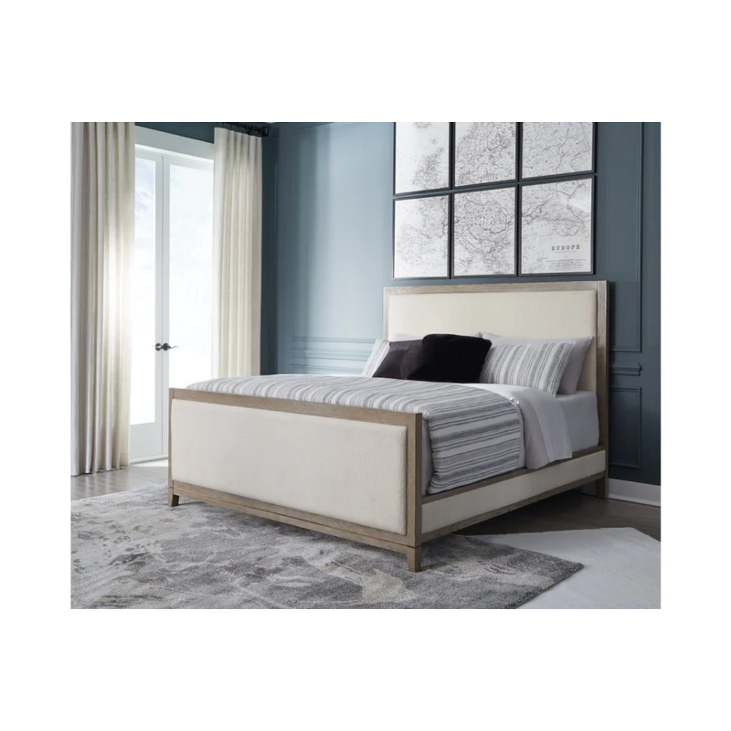 Chrestner Gray King Upholstered Panel Bed