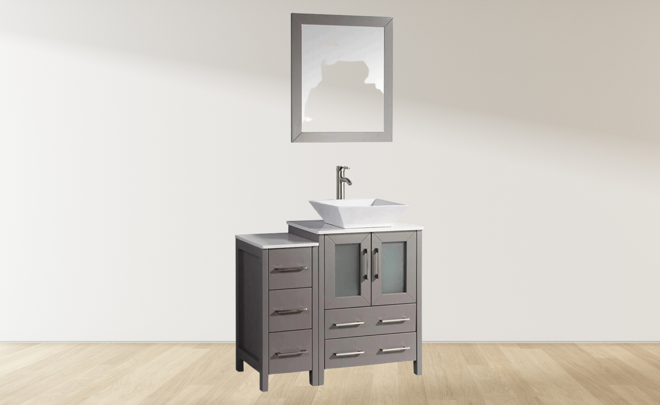 36 in. Single Sink Bathroom Vanity Combo Set in Gray