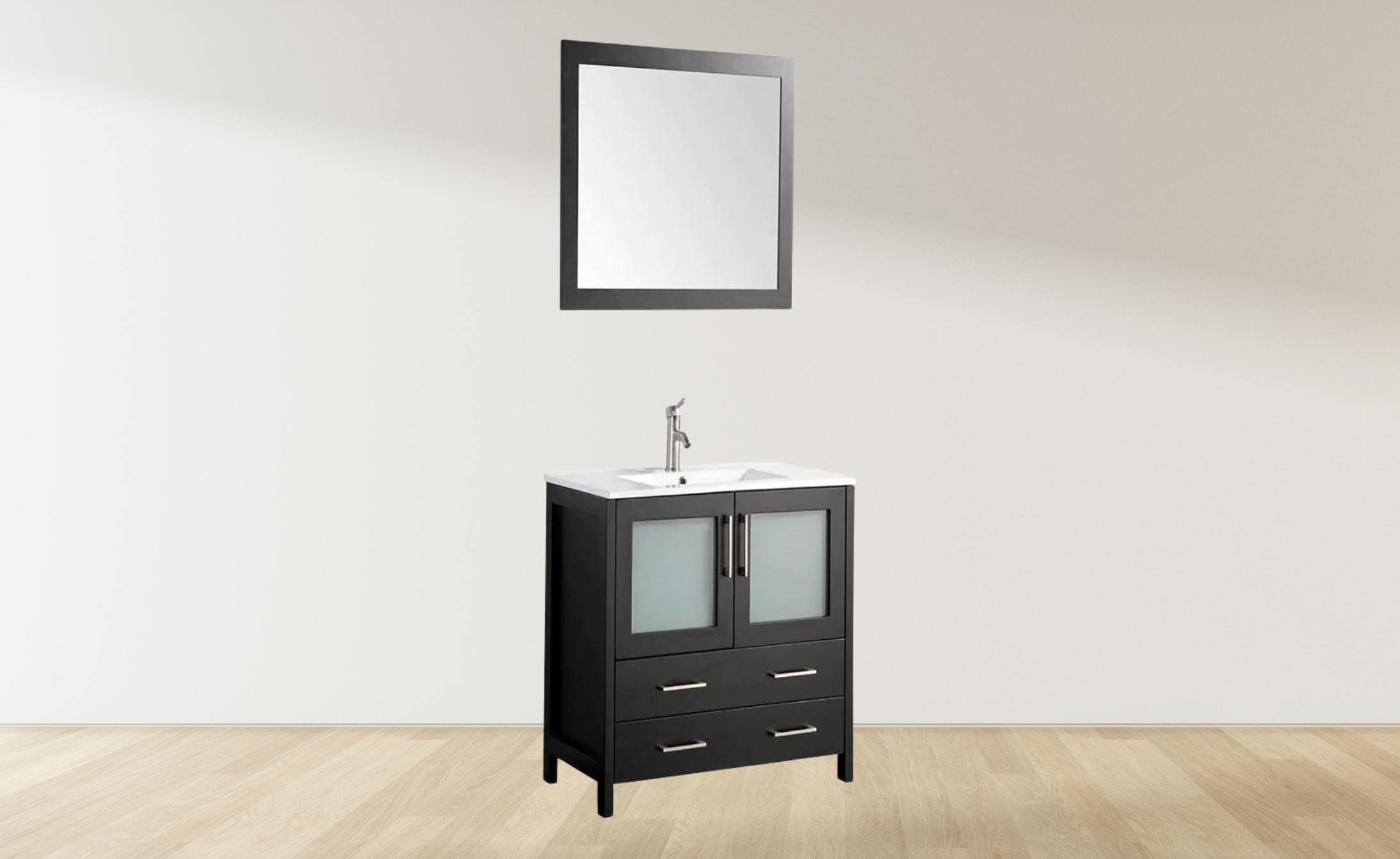 36 in. Single Sink Modern Bathroom Vanity Compact Set in Espresso