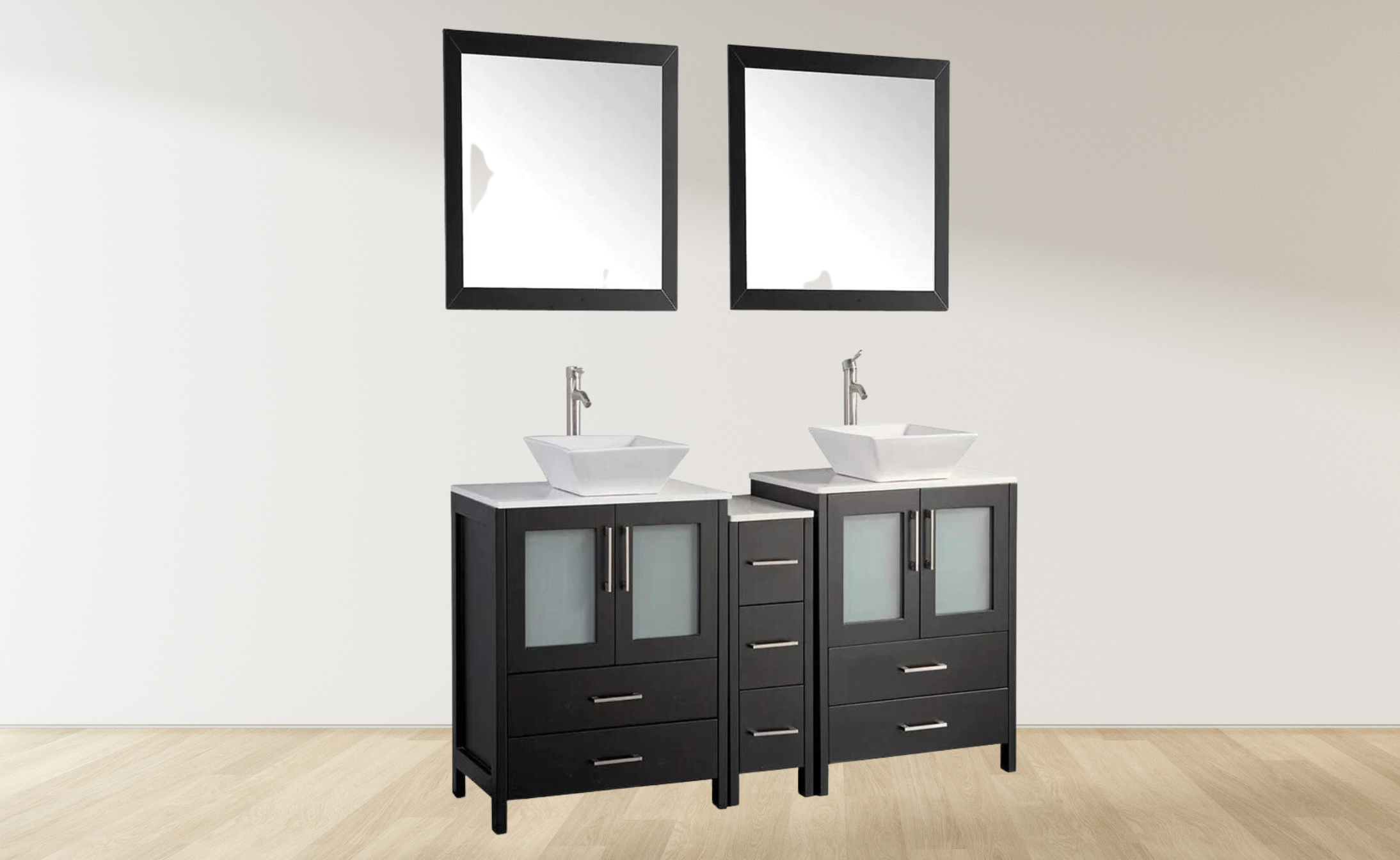 72 in. Double Sink Bathroom Vanity Combo Set in Espresso