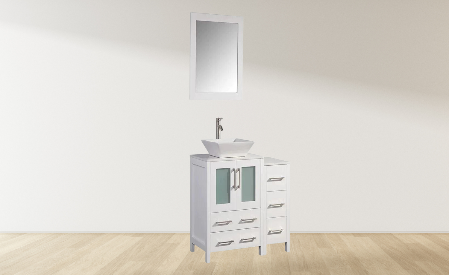 36 in. Single Sink Bathroom Vanity Combo Set in White