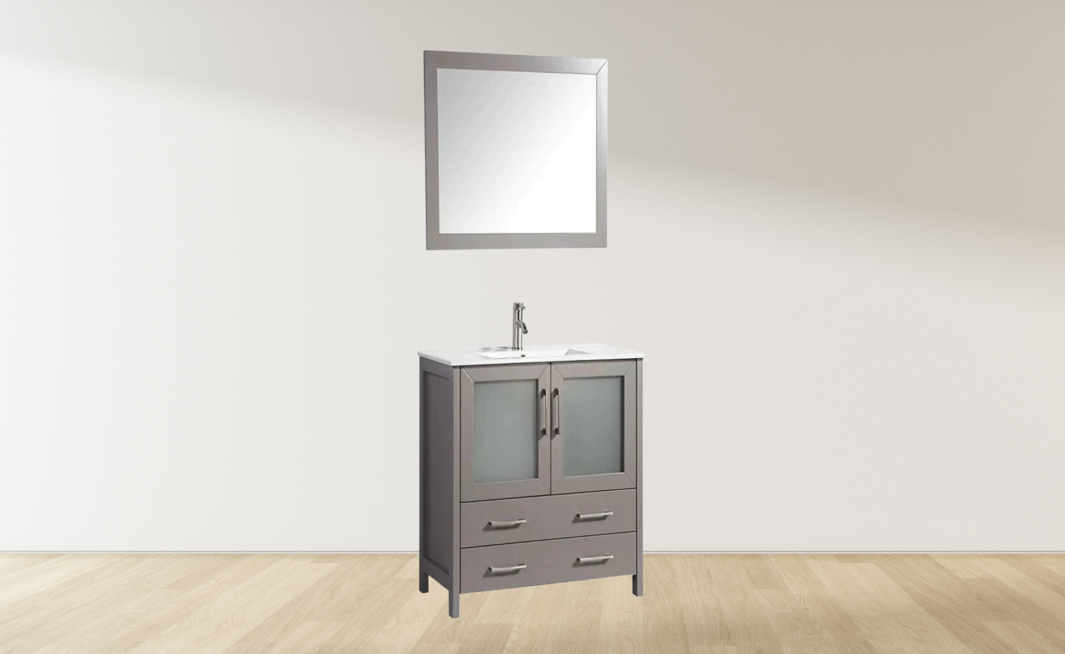 36 in. Single Sink Modern Bathroom Vanity Compact Set in Gray