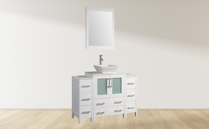 54 in. Single Sink Bathroom Vanity Combo Set in White - Decohub Home