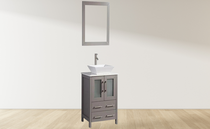 24 in. Single Sink Bathroom Vanity Combo Set in Gray