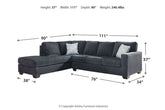 Altari Slate 2-Piece RAF Chaise Sectional size