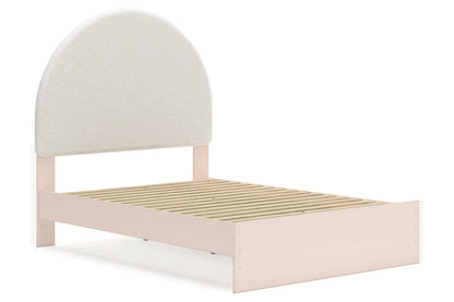 Juego de dormitorio juvenil con plataforma de almacenamiento tapizada en color rubor Wistenpine con 2 cajones