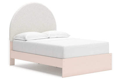 Juego de dormitorio juvenil con plataforma de almacenamiento tapizada en color rubor Wistenpine con 2 cajones