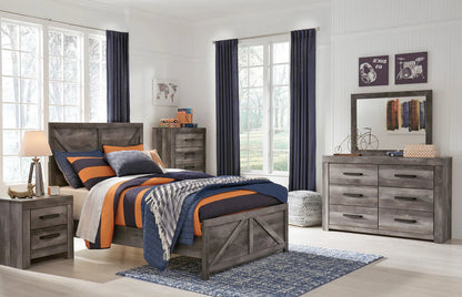 Juego de dormitorio juvenil con paneles Wynnlow Gray Crossbuck