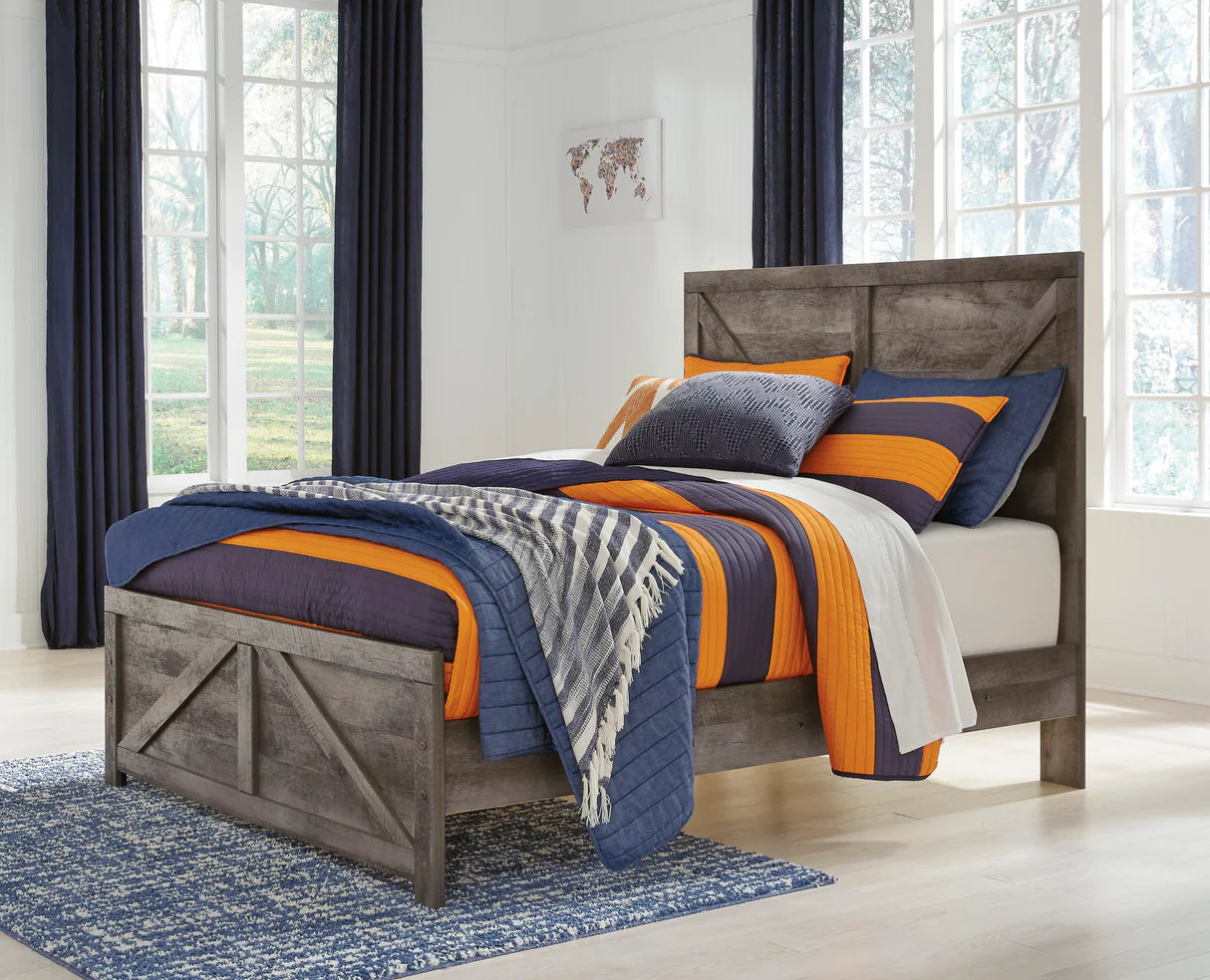 Juego de dormitorio juvenil con paneles Wynnlow Gray Crossbuck