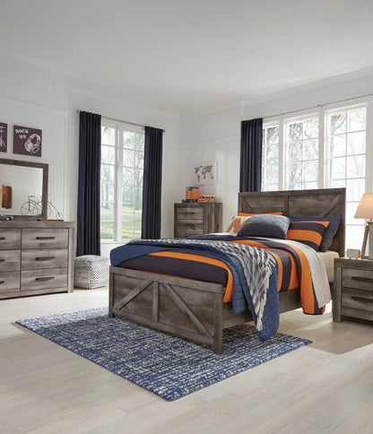 Juego de dormitorio juvenil con paneles Wynnlow Gray Crossbuck