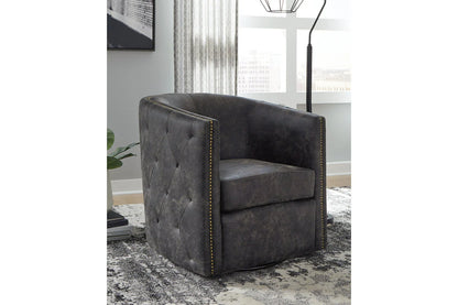 Brentlow Distressed Black Swivel Accent Chair