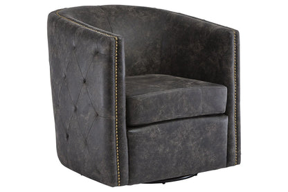 Brentlow Distressed Black Swivel Accent Chair