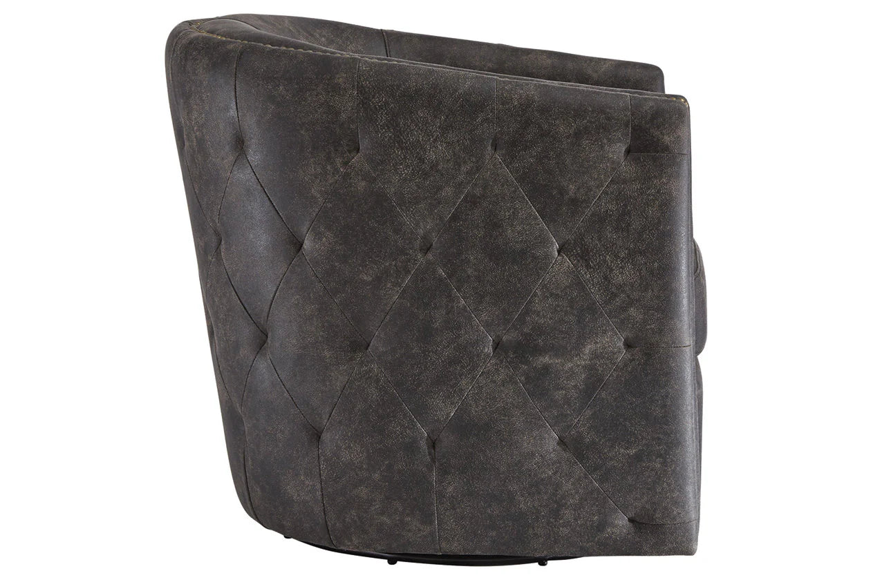 Brentlow Distressed Black Swivel Accent Chair