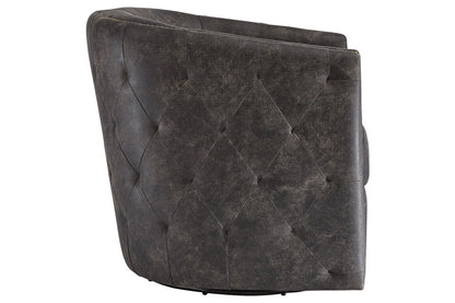 Brentlow Distressed Black Swivel Accent Chair