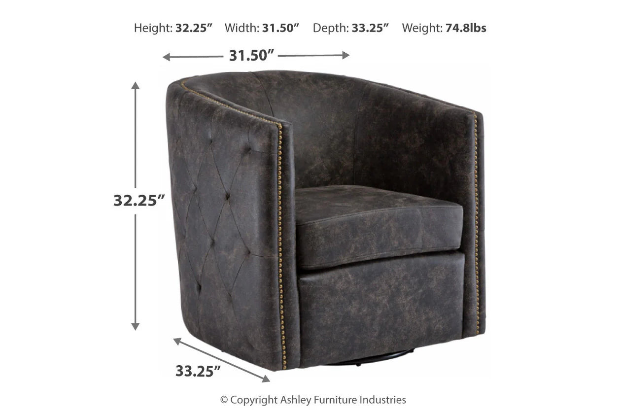 Brentlow Distressed Black Swivel Accent Chair