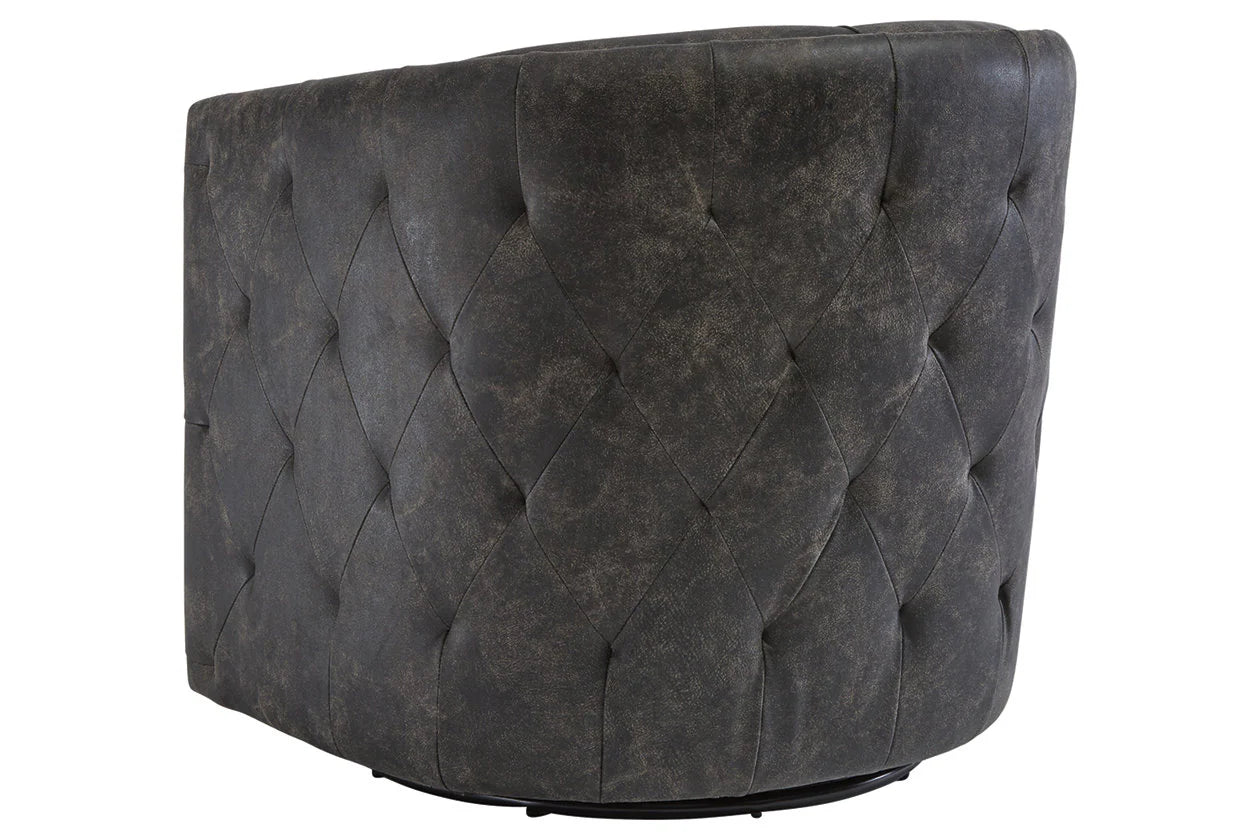 Brentlow Distressed Black Swivel Accent Chair