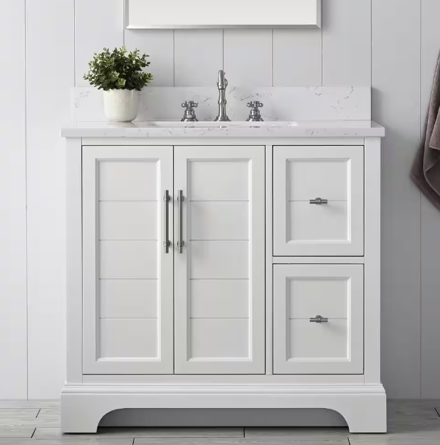 Chambery 36 in. W x 22 in. D x 34.5 in. H Bathroom Vanity with Engineered Marble Top