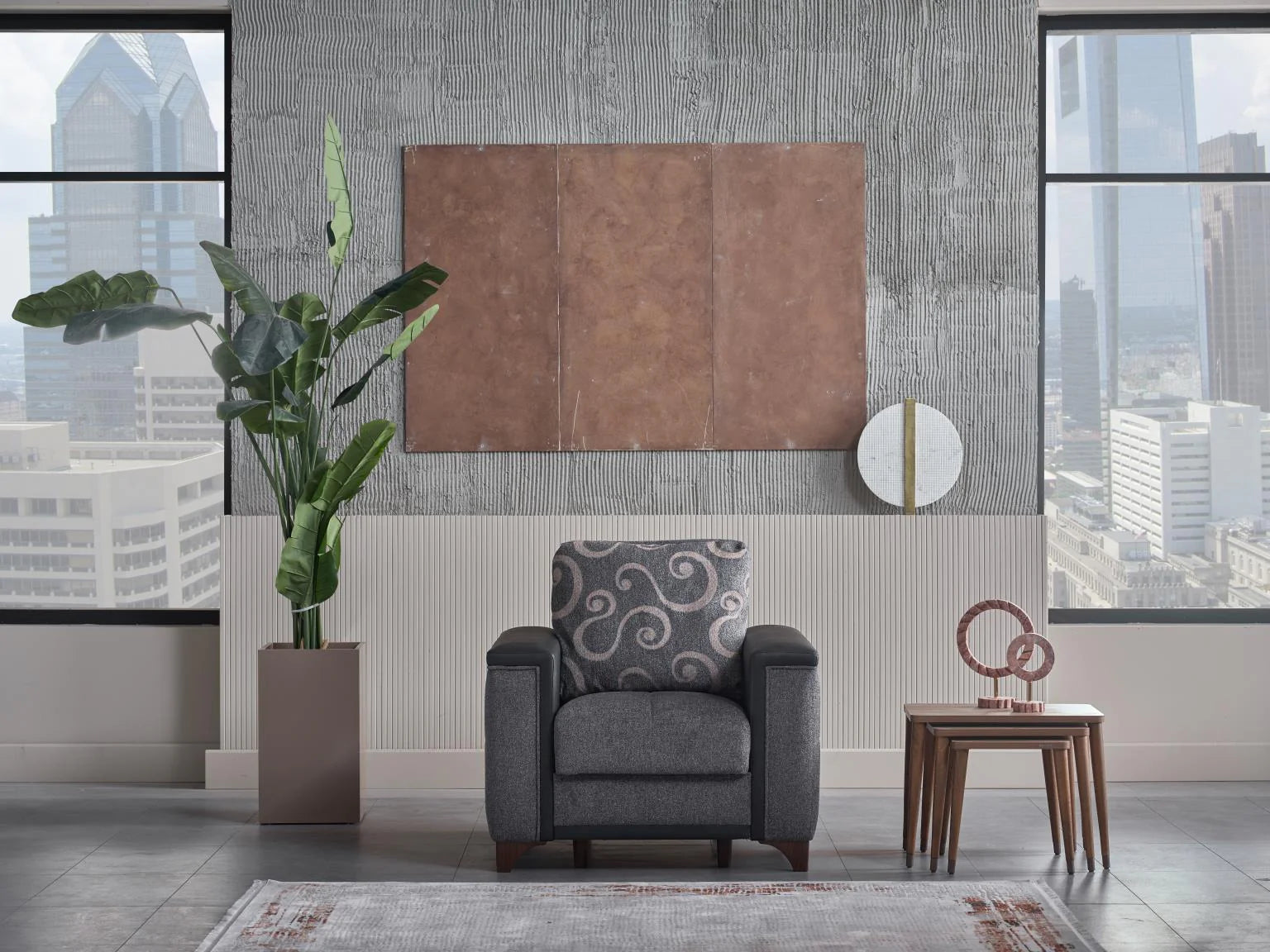 Charlotte Modern Anthracite Living Room Set