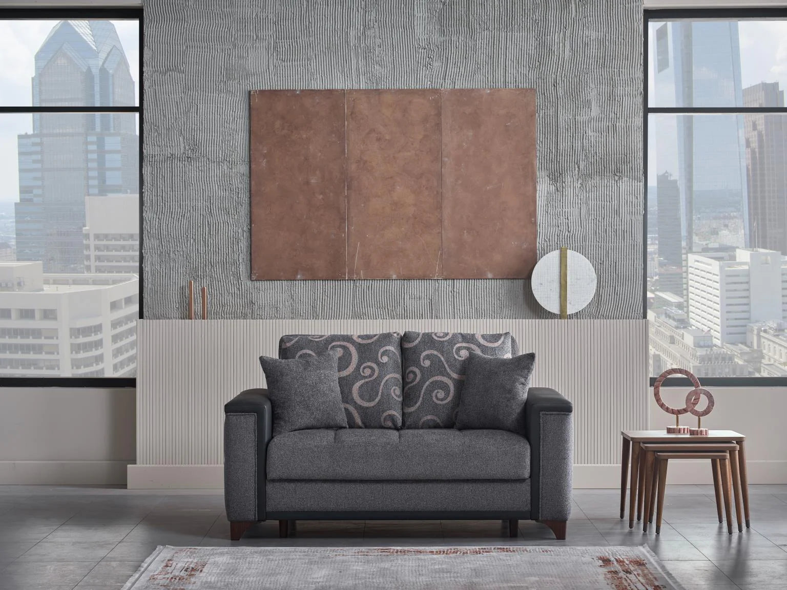 Charlotte Modern Anthracite Living Room Set