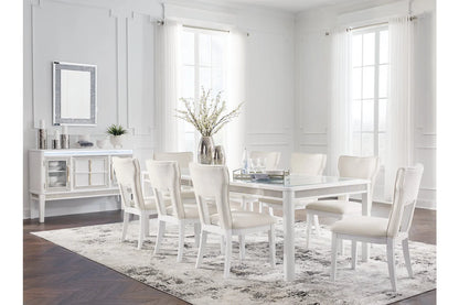 Chalanna White Dining Table with 8 Chairs