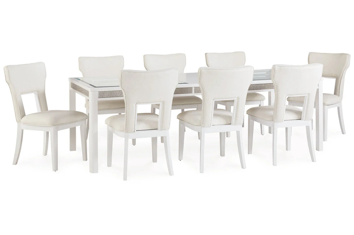 Chalanna White Dining Table with 8 Chairs