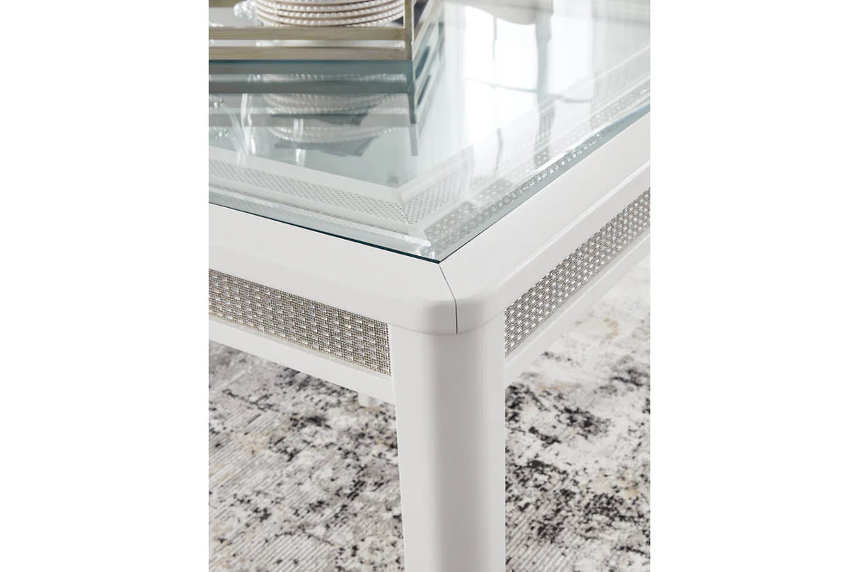 Chalanna White Dining Table with 8 Chairs